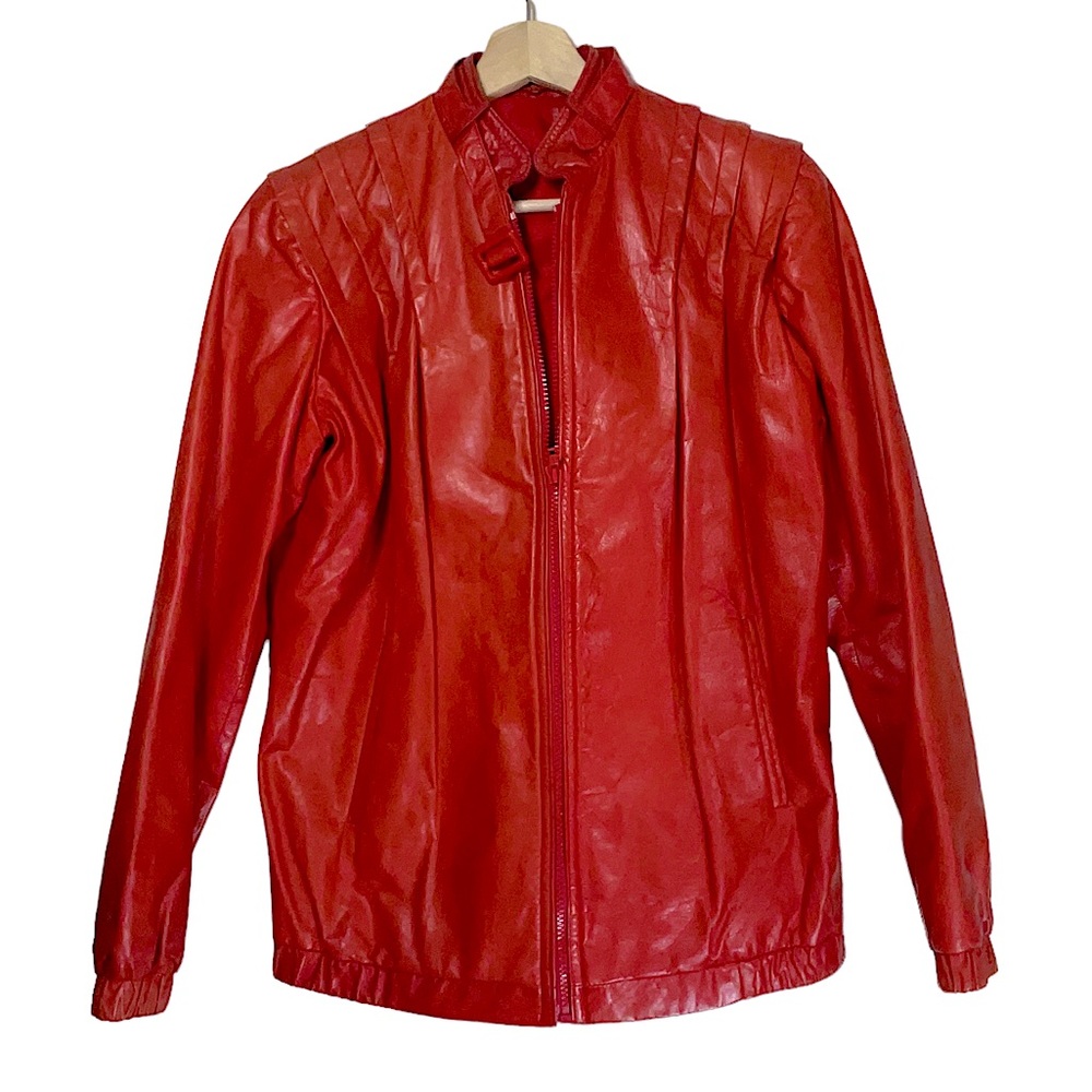 ⭐️ Vintage 80s Red Pleather Jacket